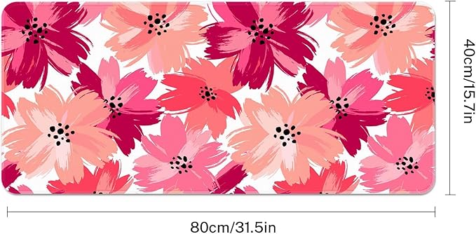 Britimes Large Gaming Mouse Pad Abstract Pink Flower Non-Slip Desk Pad Keyboard and Mouse Desk Mat for Gamer, Office & Home, 31.5 x 15.7 in