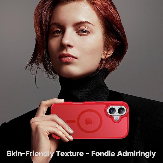 Newfuture Magnetic for iPhone 17 Case [Compatible with Magsafe] [Military Grade Drop Protection] Translucent Matte Anti-Scratch Shockproof Protective Phone Cover 6.3 Inch, Red