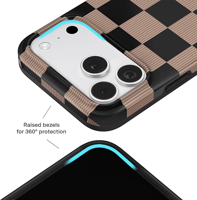 VELVET CAVIAR Case for iPhone 17 Pro | Compatible with MagSafe | 10ft Drop Tested | Protective Designer Cases | Mocha Vibe Checkered 2.0