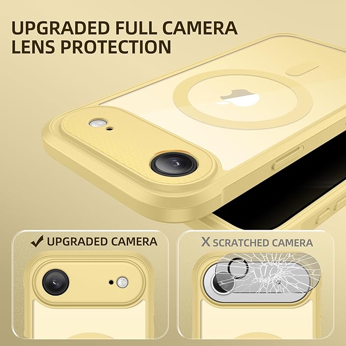 BERFY for iPhone Air Case, Compatible with MagSafe, Built-in Privacy Screen Protector, Camera Protection, Shockproof Full Body Phone Case 6.5", Clear Yellow