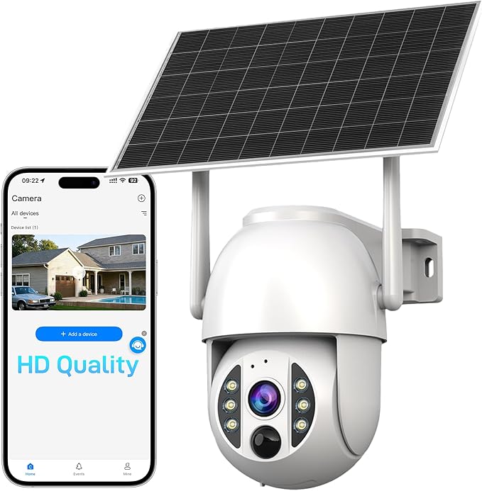 4G LTE 3K Security Cameras, Wireless Solar Powered Security Camera Outdoor, IP66, HD Color Night Vision, AI Triple Detection, 360° Auto Tracking, Smart Cameras for Home Securitym, No WiFi Required