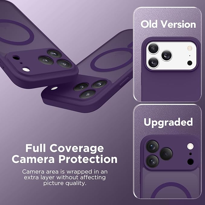 CAPRARO Magnetic for iPhone 17 Pro Max Case, Upgraded [Full Camera Protection] [Compatible with MagSafe] Protective Translucent Matte Women Girl Phone Case Cover, Deep Purple