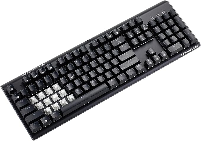 Hexgears GK735 Mechanical Gaming Keyboard Kailh Box White Switch 104 Keys ABS Keycaps Wired Gaming Keyboard with White LED Backlight, Ergonomic Design for Windows Laptop PC Mac (No Light Strip)