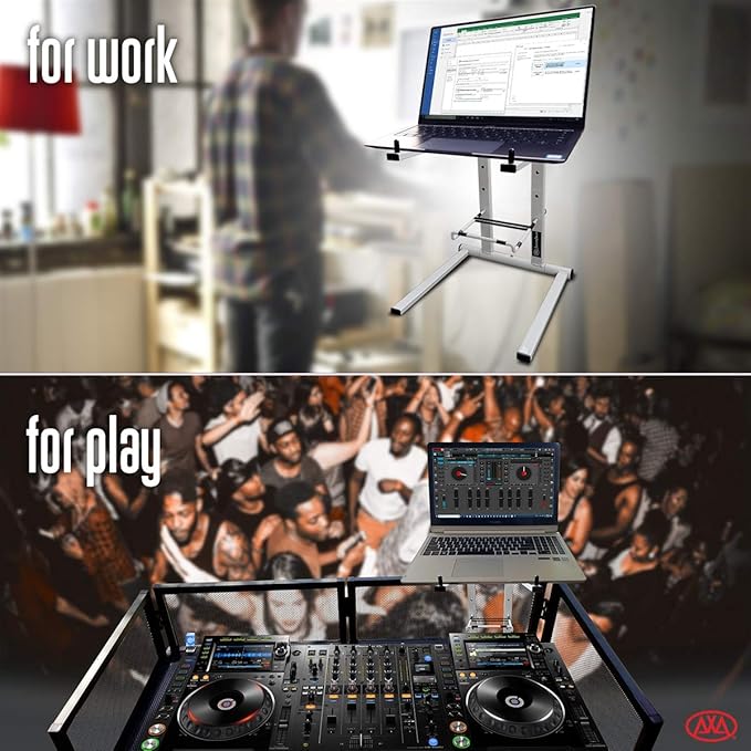 AxcessAbles Portable Folding Laptop Stand with Bag | Elevated MacBook Stand for Home Office, Music Production, Gaming, DJ Controller | No Assembly Required (White)