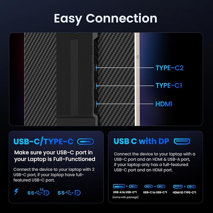 15.6" Laptop Screen Extender, 1080P FHD Laptop Monitor Extender, 235° Rotating Detachable Dual Monitor, Plug & Play Triple Screen for 13"-17.3" Laptops, Compatible with Mac/Windows/Android & Dex