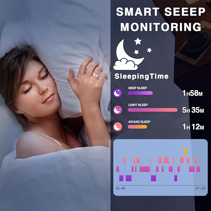 Smart Ring Women, Smart Ring Men Fitness Tracker with Heart Rate, Blood Oxygen, Sleep Monitoring, Step Counting, IP68 Waterproof for iPhone and Android (#9)