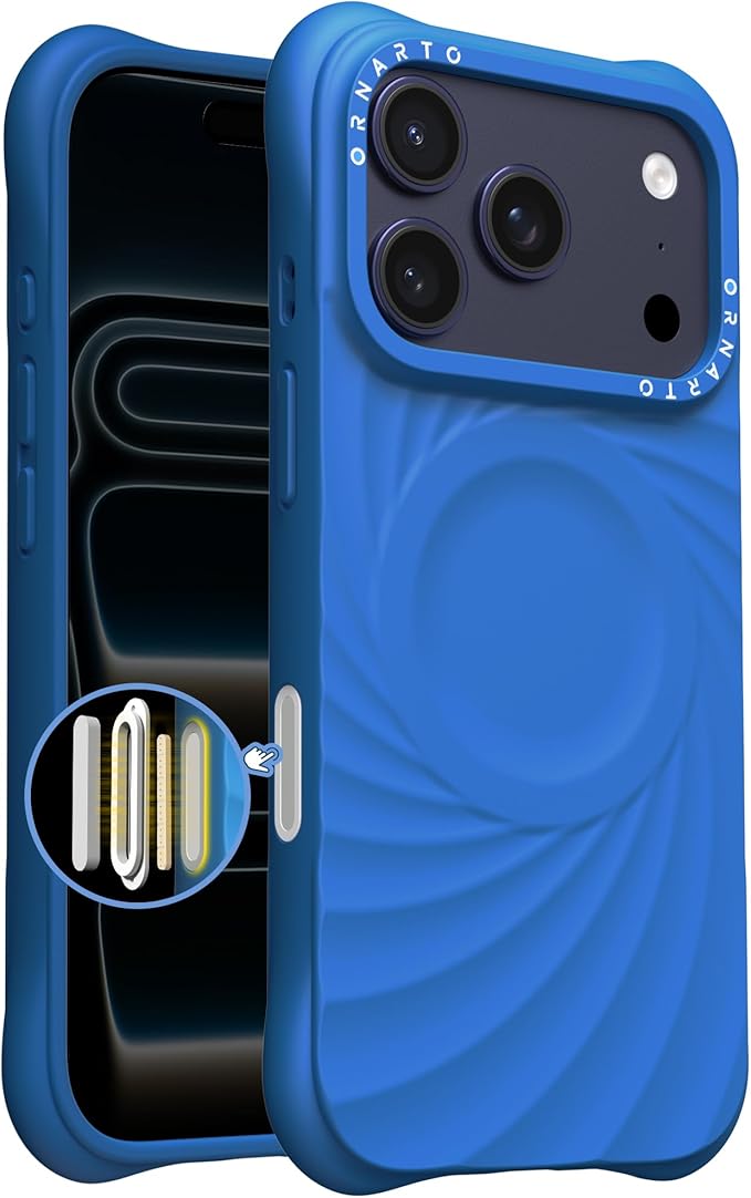 ORNARTO Vortuxe for iPhone 17 Pro Max Case 6.9" | 2X MIL-STD Protection | Camera Button Control | Compatible with MagSafe | Sleek Aesthetic Liquid Silicone Phone Cover | Azure