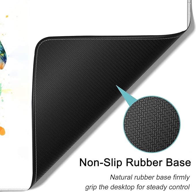 Large Mouse Pad, 31.5 x 11.8in Extended Gaming Mouse Pad with Stitched Edges, XXL Mousepad Protector Non Slip Rubber Base for Office and Home Writing Mat, Painted Elephants Pattern White Desk Mat