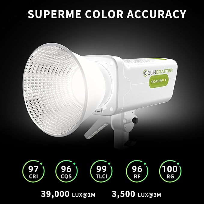 S200BPro 200W COB LED Video Light, 310W Max Bi-Color 2700K-6500K, 39,000 Lux@1m, CRI97+ TLCI99+ for Photography Video YouTube Live Streaming, Smart App Control