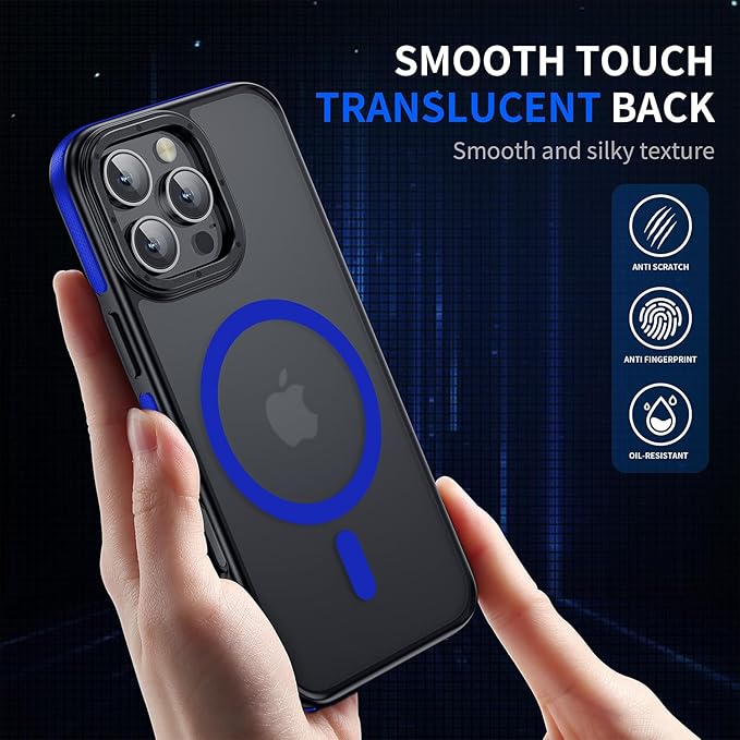 Strong Magnetic for iPhone 16 Pro Max case [10Ft Military-Grade Protection] Compatible with fit MagSafe Shockproof Slim Thin Cover case for iPhone 16 Pro Max 6.9 inch, Bumper Blue