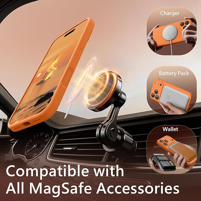 FireNova Magnetic for iPhone 17 Pro Case, Compatible with MagSafe, [Integrated Silicone Camera Control Button] [Camera Protection] Anti-Scratch Microfiber Lining Phone Case, 6.3", Orange