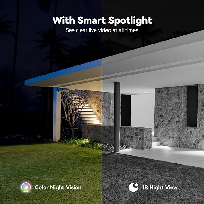 ELYSOO Solar Camera Outdoor Wireless, 2K Color Night Vision, Security Cameras Wireless Outdoor with 360°View, Battery Powered, 2.4GHz WiFi, Instant Alerts, IP65