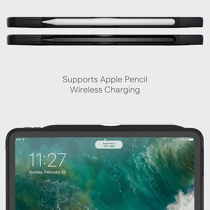 ZUGU Case iPad Pro 11 Inch Case Lighter Version, 1st/2nd/3rd/4th Generation 2018/2020/2021/2022, Slim Protective Cover, Wireless Apple Charging, Convenient Magnetic Stand. Sleep/Wake, Stealth Black