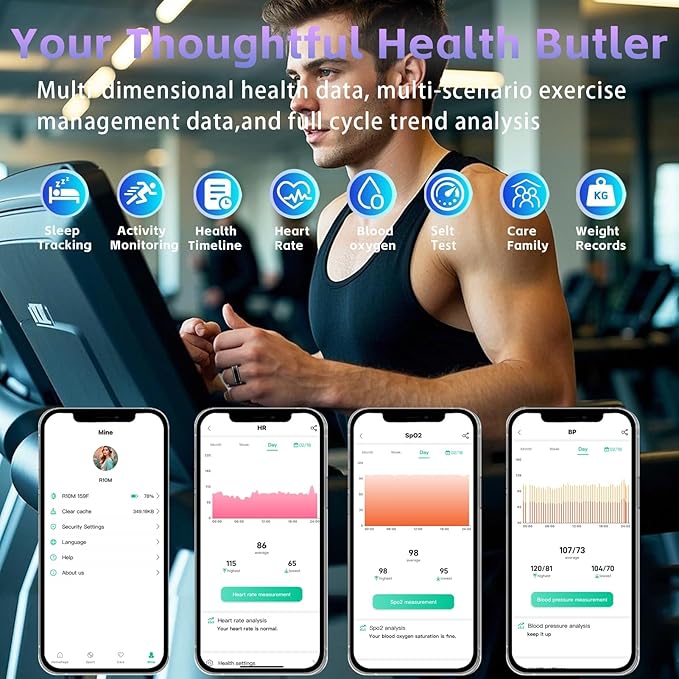 Fitness Tracker Ring for Men Women – Smart Ring with Heart Rate, SpO2, Blood Pressure, Sleep Monitoring, Step & Calorie Counter, 5ATM Waterproof, No Subscription Fee (Black, 11)