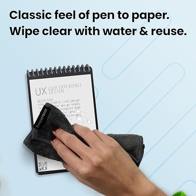 Rocketbook Smart Reusable Notebook, Mini Spiral Notebook, Neptune Teal, (3.5" x 5.5")