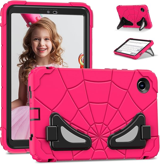AKABEILA Compatible with Samsung Galaxy Tab A11 2025 8.7 inch Tablet Case，Lightweight Shockproof Rugged Protective Cover with Kickstand for Kids Children Boys Babies Strawberry Black