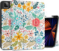 DONGKE Case for iPad Pro 11 inch (4th, 3rd, 2nd & 1st Gen) 2022 2021 2020 2018, Trifold Stand + Pencil Holder + Auto Wake/Sleep + Soft TPU Protective Stand Back Cover, Flower
