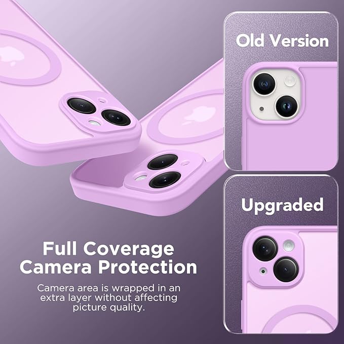 CAPRARO Magnetic for iPhone 14 Case, [Compatible with MagSafe] [Full Camera Protection] Shockproof Protective Slim Translucent Matte Phone Case for iPhone 14 6.1'', Roland Purple
