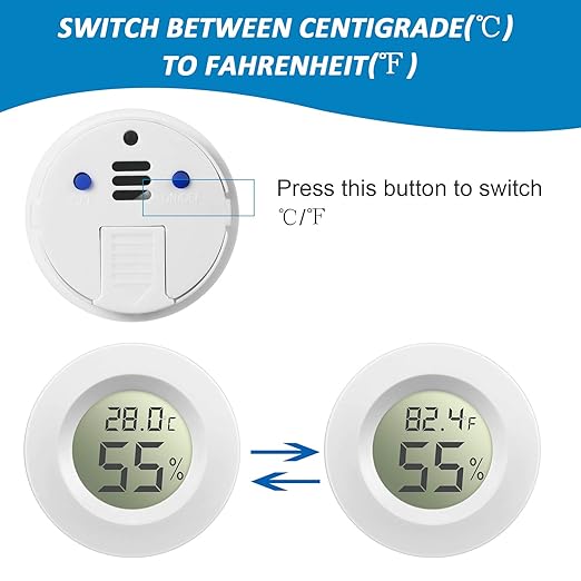 Weewooday Mini Hygrometer Thermometer Digital LCD Monitor Indoor/Outdoor Room Humidity Meter Temperature Gauge for Greenhouse Garden Reptile Incubator Cellar ℉/℃(White,8 Pcs)