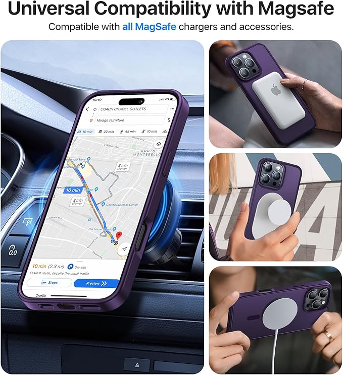 Magnetic for iPhone 11 Pro Max Case, [Compatible with MagSafe][Military-Grade Drop Protection][Anti-Yellowing] Shockproof Translucent Matte Cover for iPhone 11 Pro Max Phone Case,Deep Purple