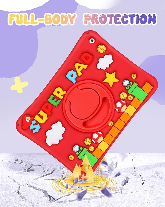 Lotadilo Cute Case for Galaxy Tab A9 Plus 11 Inch 2023 - Silicone 3D Design for Girls Women Teens Girly Kawaii Funny Cartoon Soft Stand with Lanyard for Samsung A9 Plus Tablet Case, Red