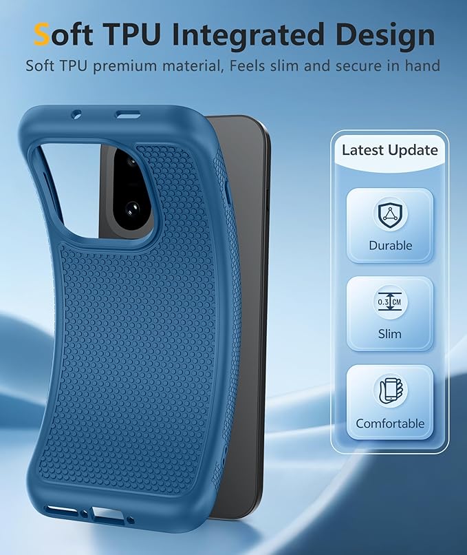 FNTCASE for OnePlus 15 Case: 14FT Heavy Duty Military Grade Drop Protection for One Plus 15 Case with Screen Protector, Non-Slip Anti-Fingerprint Shockproof Matte Soft TPU Phone Cover - Blue