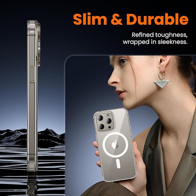 toushion 3 in 1 for iPhone 15 Pro Max Case Clear with MagSafe, Not Yellowing, Screen Protector*1 Camera Lens Protector*1, Military-Grade Protection for iPhone 15 Pro Max Phone Case 6.7 inch Clear