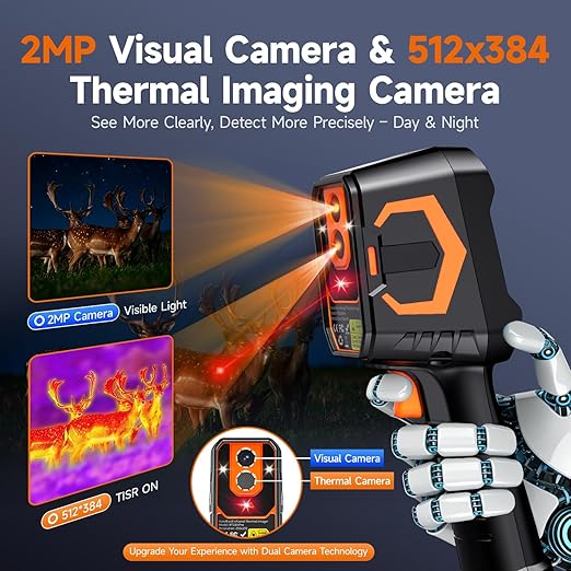 FOXWELL RT280 PRO Thermal Camera 640x480 Imaging Resolution, Dual-Camera Thermal Imaging Camera with 2MP Visual Camera, 512x384 TISR Resolution, Infrared Cameras with Laser, PC Analysis