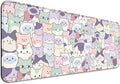 Cute Pink Cat Gaming Desk Mat, Computer Keyboard Large Extended Kawaii Pastel Cat Mouse Pad for Office and Home, 31.5×11.8 Inches, XL