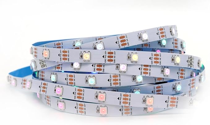 WS2812B LED Strip Individual Addressable Light WS2811 IC WS2812 30Pixels/m SMD 5050 RGB Pixel Strip DC5V (16.4FT 150LEDS Non-Waterproof, White PCB)