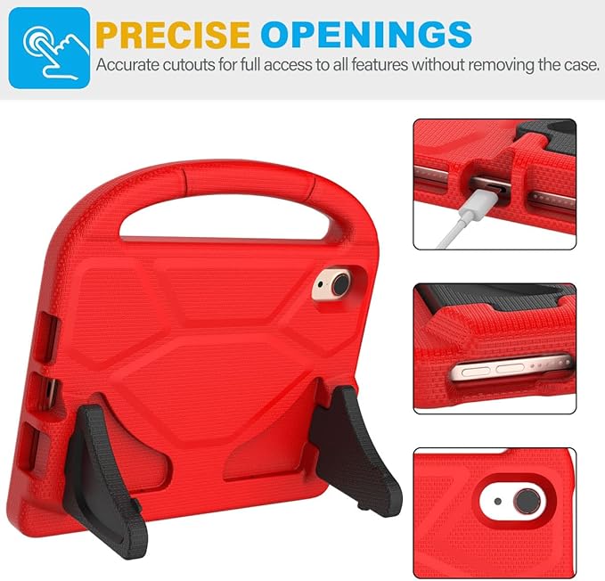 SUPLIK Kids Case for iPad mini 7 (A17 Pro) 2024 & iPad mini 6 (A15) 2021, 8.3-inch iPad mini 6th/7th Generation Case with Screen Protector, Durable Shockproof Kids Cover with Handle Stand, Red