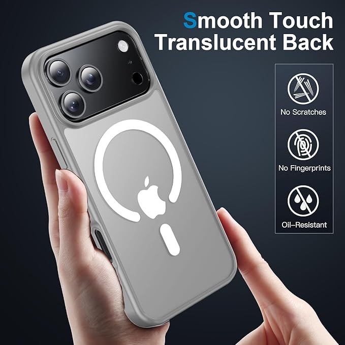 for iPhone 17 Pro Max case with Camera Lens Protector [10Ft Military-Grade Protection] Compatible with fit MagSafe Shockproof Cover Phone case for iPhone 17 Pro max 6.9 inch,Gray