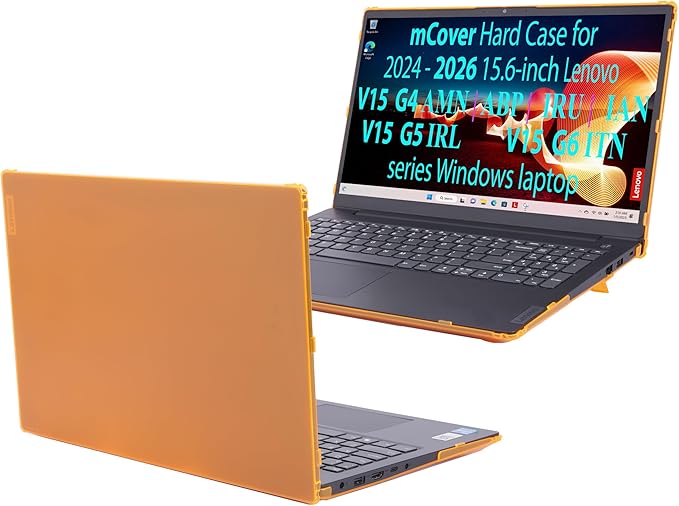 mCover Case ONLY Compatible for 2024-2026 15.6" Lenovo V15 G4 / G5 / G6 Series Windows Notebook PC(with 180° Hinge, NOT Fitting Any Other Lenovo Models)- Orange