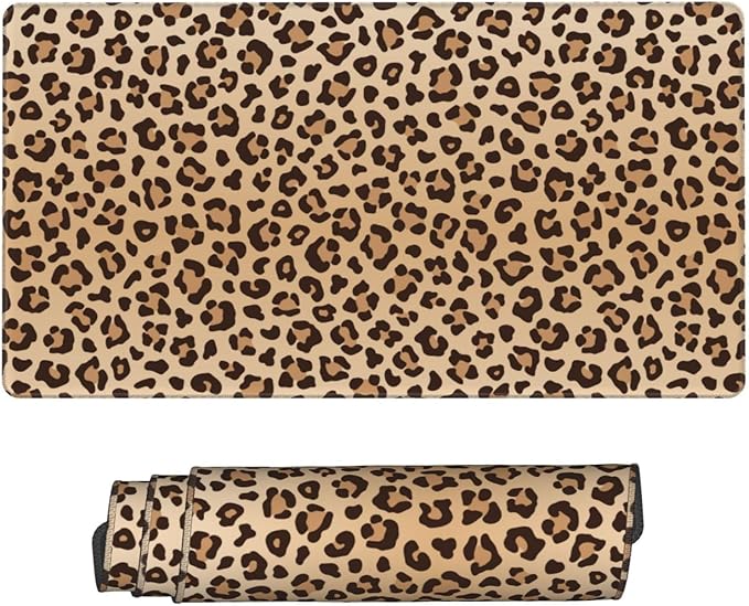Leopard Print Large Extended Mouse Pads XL Mousepad with Stitched Edges Cheetah Animal Non-Slip Rubber Base Computer Keyboard Pad Desk Mat for Home Office Desk Decor, 29.5" X 15.8"