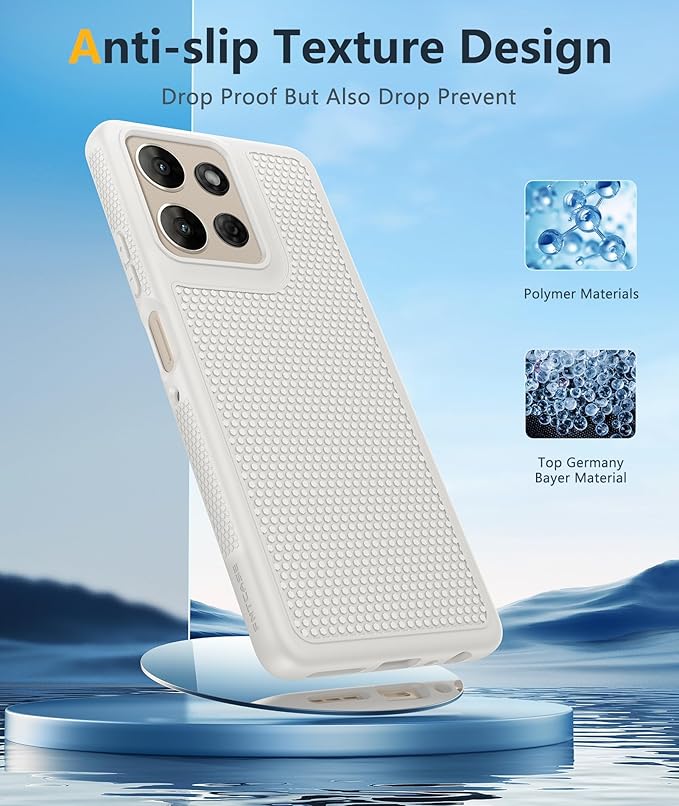 FNTCASE for Moto G-Power 2026 Case: Motorola Moto G Power 2025 Case 14FT Military Grade Drop Protection with Screen Protector Shockproof Anti-Slip Sweat-Resistant Matte TPU Daily Phone Cover (White)