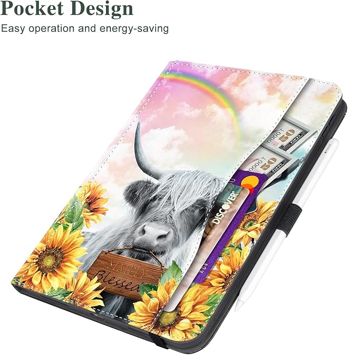 Vimorco Case for iPad (A16) 11th Generation 2025, for iPad 11th/10th Generation Case, Faux Leather Protective Adjustable Cover, Auto Sleep/Wake, Card Pocket with Pencil Holder, Longhorn