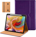 DTTO for iPad Pro 13 inch Case (M5/M4) 2025/2024, Premium Leather Business Folio Stand Cover with Pencil Holder - Auto Wake/Sleep & Multiple Viewing Angles, Built in Hand Strap & Pocket, Dark Purple