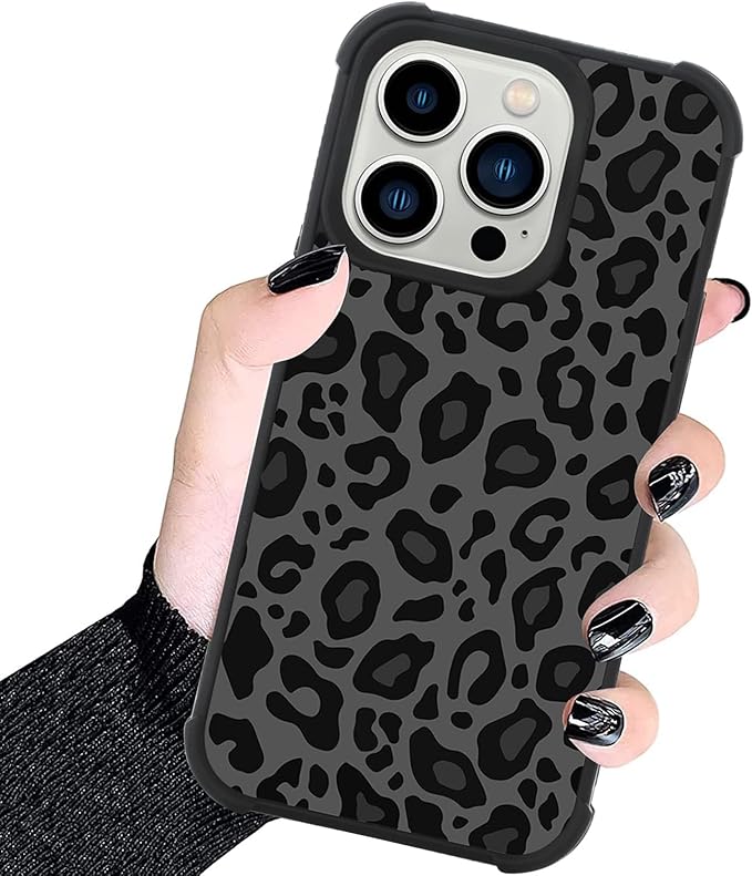 KANGHAR Case Compatible with Phone 15 Pro Max,Black Leopard Design Compatible with MagSafe,Tire Texture Non-Slip +Shockproof Rugged TPU Protective Magnetic Case for Phone 15 Pro Max 6.7 Inch