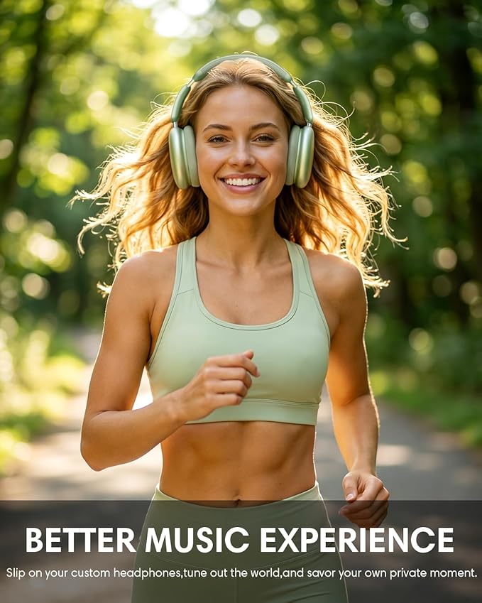 Wentronic Y02 Active Noise Cancelling Headphones, Wireless Over-Ear Bluetooth 5.4 Headphones, Multiple Modes, 60H Playtime, Hi-Res Audio, Big Bass, Foldable Lightweight for Travel Home Office, Green