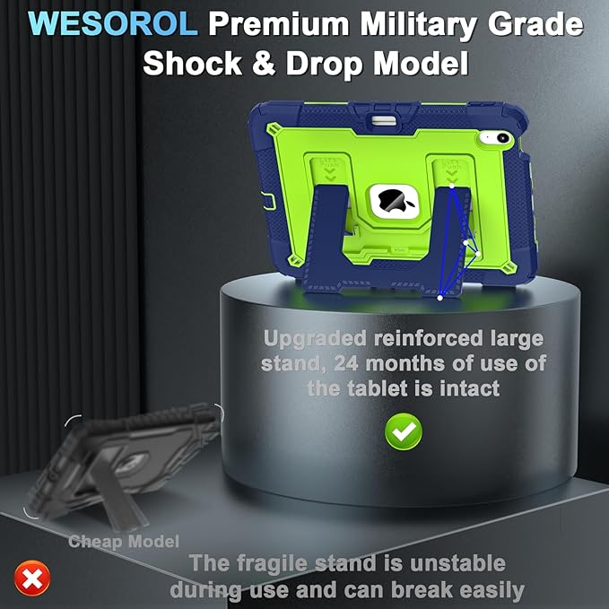 for iPad Air 11 Inch M4 (2026) /M3 (2025) /M2 (2024) iPad Air 5th/4th Generation Case 10.9 Inch (2022/2020),Military Grade Shockproof iPad Case Air 11 Inch with Pencil Holder, Navy Green