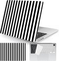 Seorsok Compatible with New MacBook Air 13.6 inch Case M4 M3 M2 2025 2024-2022 Release A3240 A2681 A3113 Touch ID,Cute Striped Plastic Hard Shell Case with Keyboard Cover,Black & White Stripes