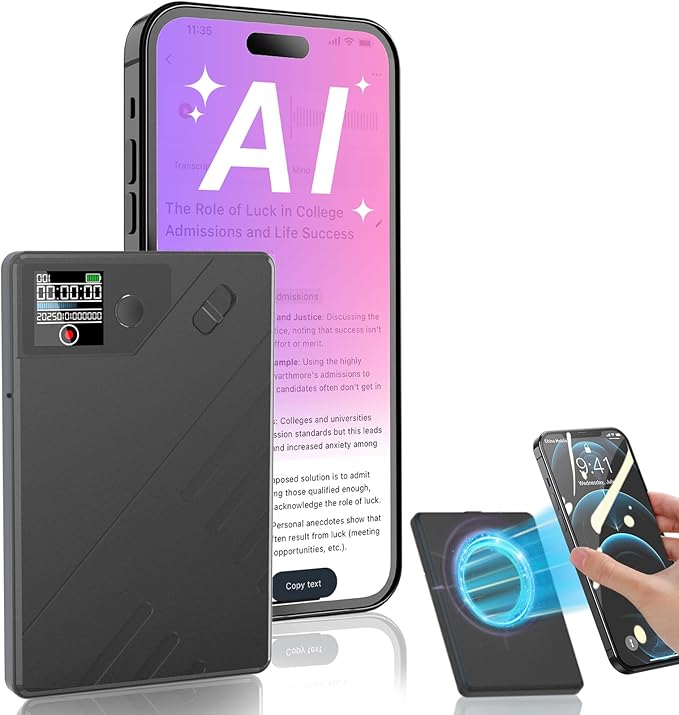 Ai Voice Recorder, Note Voice to Text Recorder W/Magnetic Case, App Control, Transcribe & Summarize with by Chatgpt, Support 112 Languages, 64GB Memory, Audio Recorder for Lectures, Meetings, Calls