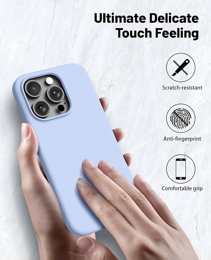 OTOFLY for iPhone 15 Pro Max Case [Compatible with MagSafe] Full-Body Silicone Shockproof Slim Thin Phone Case for iPhone 15 Pro Max 6.7 inch (Light Blue)