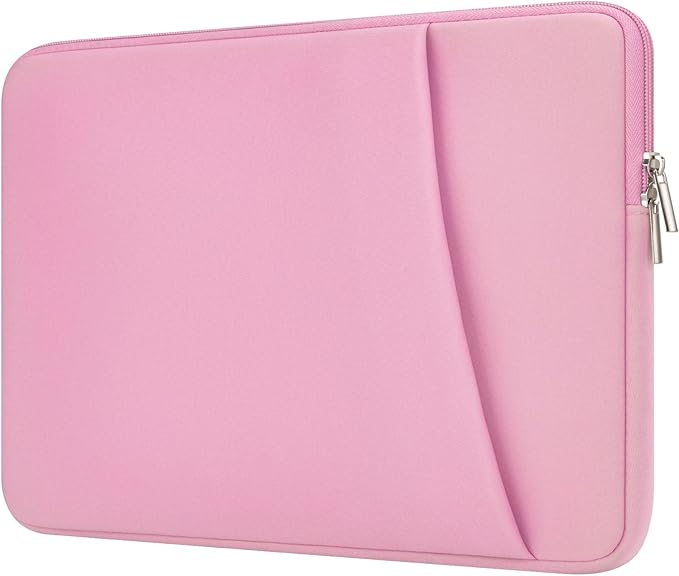 Laptop Sleeve Case with Zipper Accessory Pocket Compatible with 15.6 inches HP Dell Lenovo Asus Padded Computer Pouch Cover Shockproof Protective for 15.6” Laptop/Chromebook/Tablet,Pink