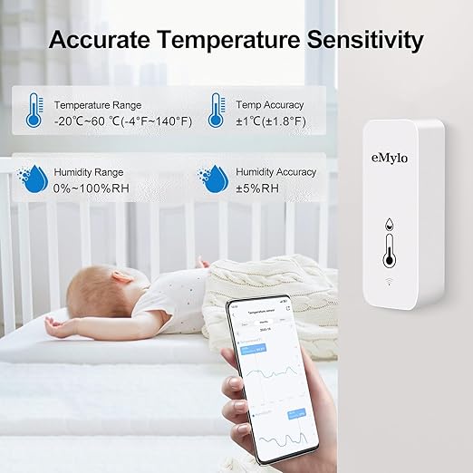 WiFi Thermometer Hygrometer, Wireless Indoor Temperature Sensor with App Alert, Free Data Storage Export, Smart Humidity Meter Monitor for Home Greenhouse, Compatible with Alexa, 4 PCS (with Battery)