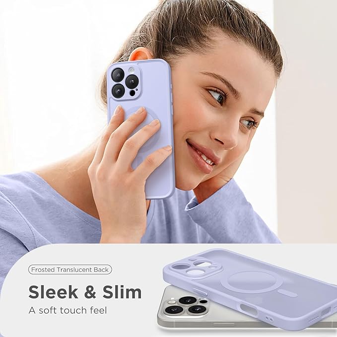 CAPRARO Magnetic Compatible with iPhone 16 Pro Max Case, Upgraded [Full Camera Protection] [Compatible with MagSafe] Protective Translucent Matte Women Phone Case Cover, Lilac