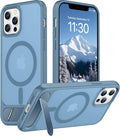 Magnetic Compatible with iPhone 12 Pro Max Case, [Built-in Invisible Kickstand][Compatible with MagSafe][Military Grade Shockproof] Slim Translucent Matte Phone Case for iPhone 12 Pro Max 6.7"