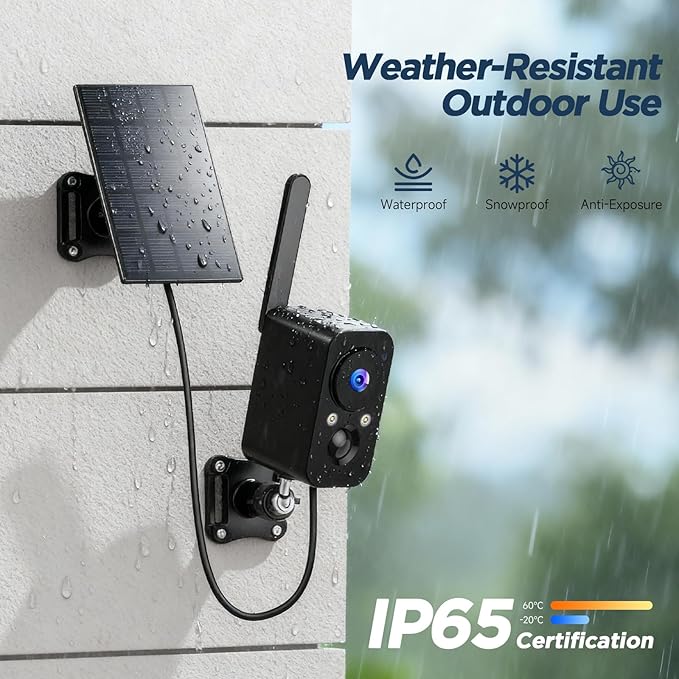 4G SIM Cellular Security Cameras Wireless Outdoor/Indoor: No WiFi Battery Operated Camera for Home Security with 2-Way Audio PIR Motion Sensor - Color Night Vision House CCTV Cam