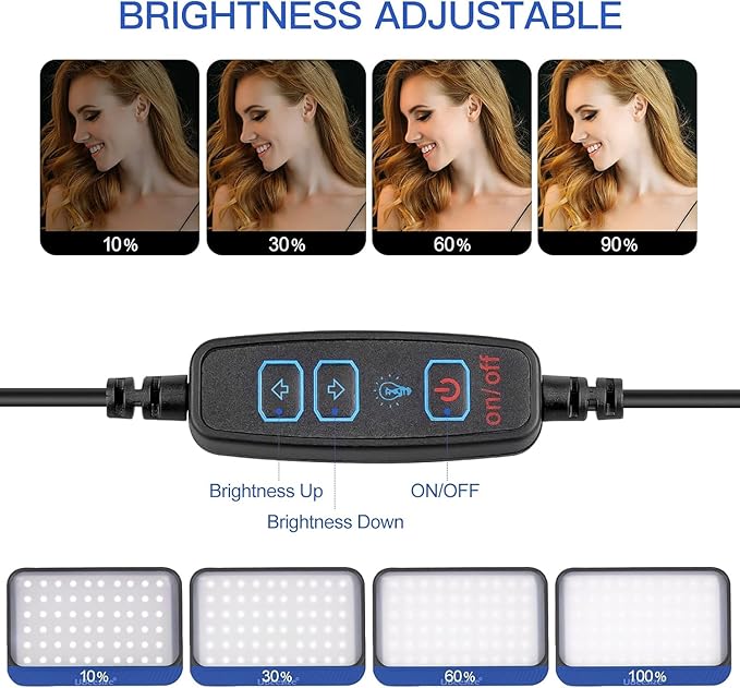 UBeesize LED Video Light Kit, 2Pcs Dimmable Continuous Portable Photography Lighting with Adjustable Tripod Stand & 5 Color Filters for Tabletop/Low-Angle Shooting, for Zoom, Game Streaming, YouTube