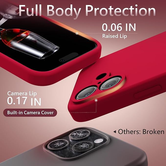 FireNova Magnetic for iPhone 17 Case, Compatible with MagSafe, [Integrated Silicone Camera Control Button] [Camera Protection] Anti-Scratch Microfiber Lining Phone Case, 6.3", Deep Red